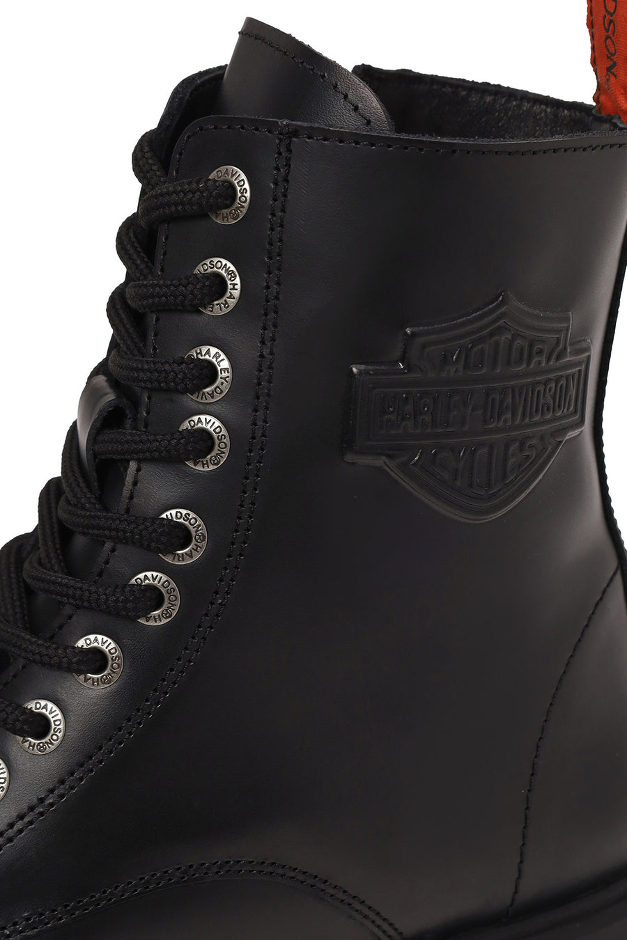 Harley Davidson Woman Black Cree Zip Closure Leather Combat Boots