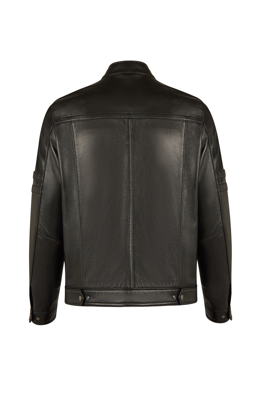 Calvin Male Black Mandarin Collar Leather Jacket