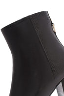 Women's Black Zippered Thick Heeled Leather Boots | Derimod