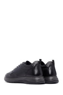 Erkek Siyah Bağcıklı Deri Casual Sneaker | Derimod