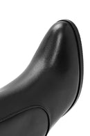 Women's Black Zippered Thick Heeled Leather Boots | Derimod