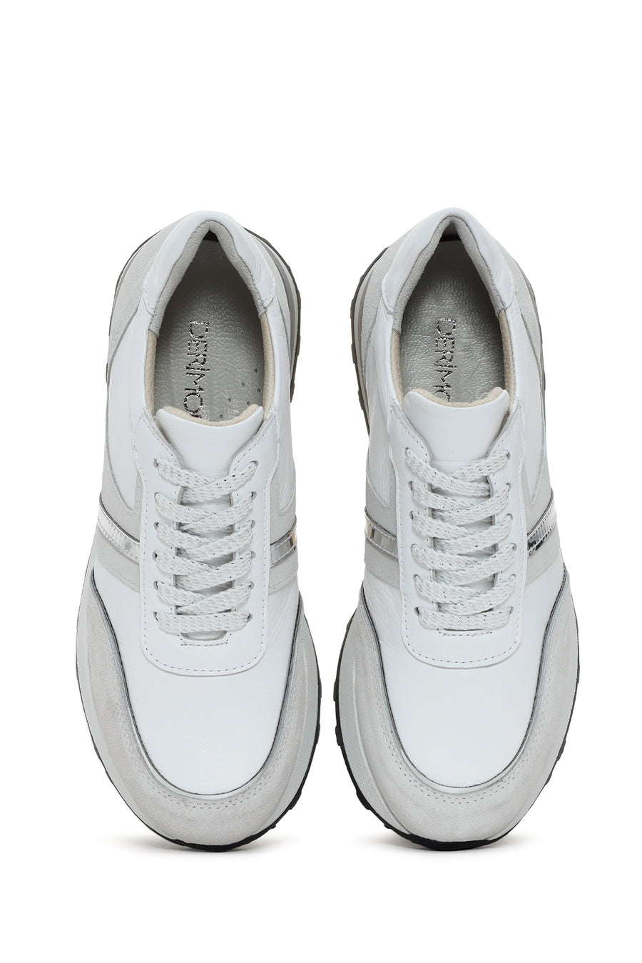 Kadın Beyaz Bağcıklı Deri Sneaker