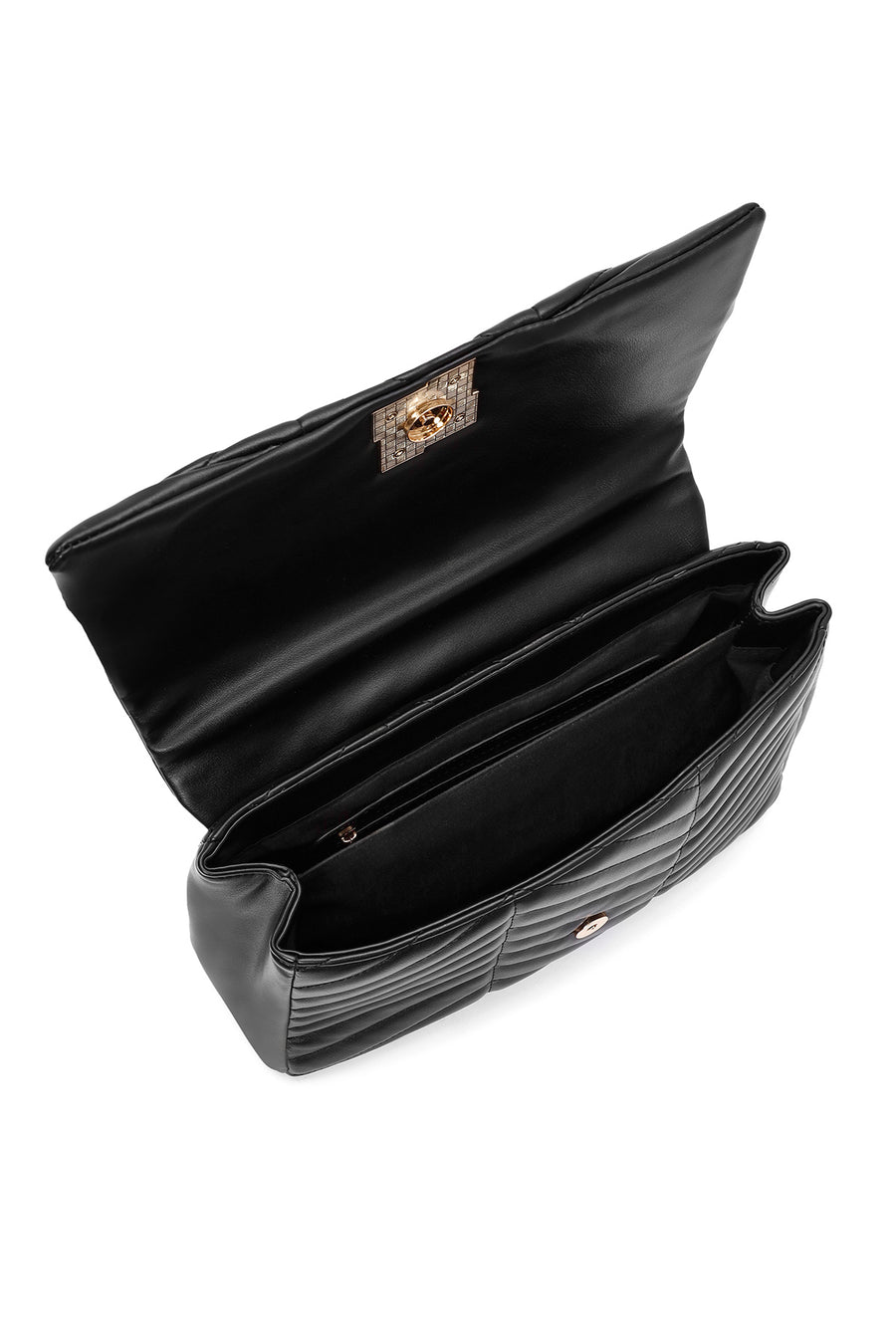 Women's Black Long Strap Quilted Patterned Shoulder Bag