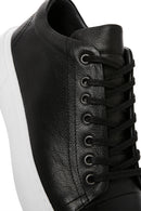 Men's Black Lace-up Thick-Sole Leather Sneaker | Derimod