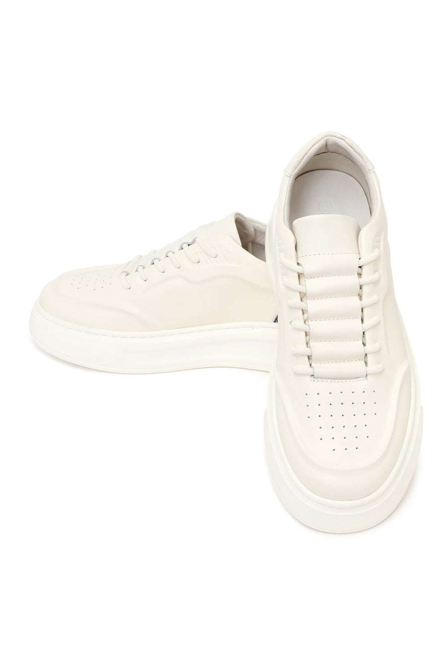Male White Lace-Up Leather Sneaker