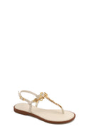 Women's White Ankle Buckle Flip-Flop Leather Sandals | Derimod