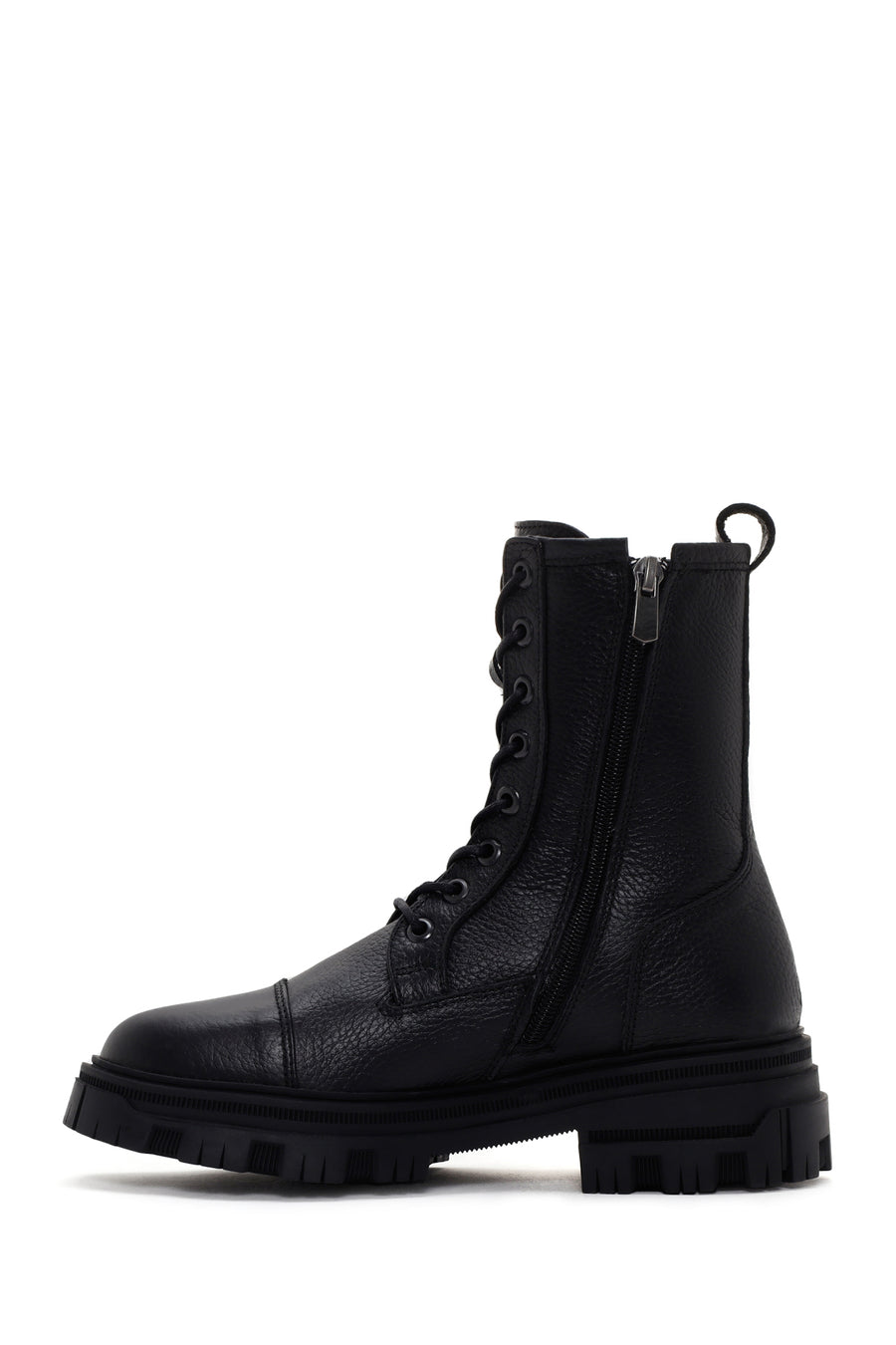 Women's Black Zippered Leather Boots