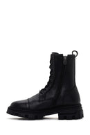 Women's Black Zippered Leather Boots | Derimod