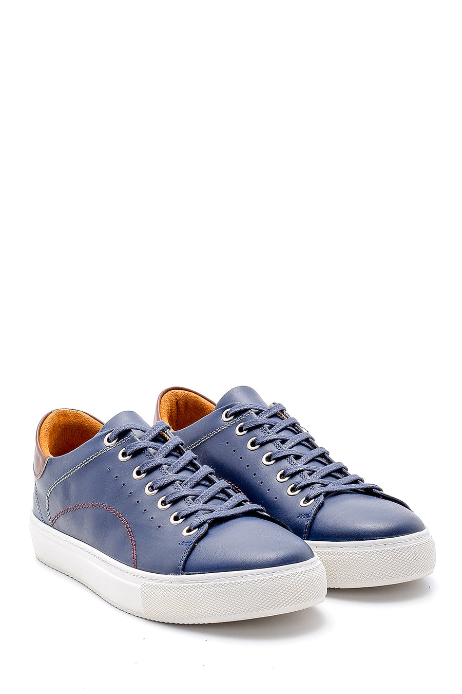 Men's Leather Sneaker with Stitching Detail