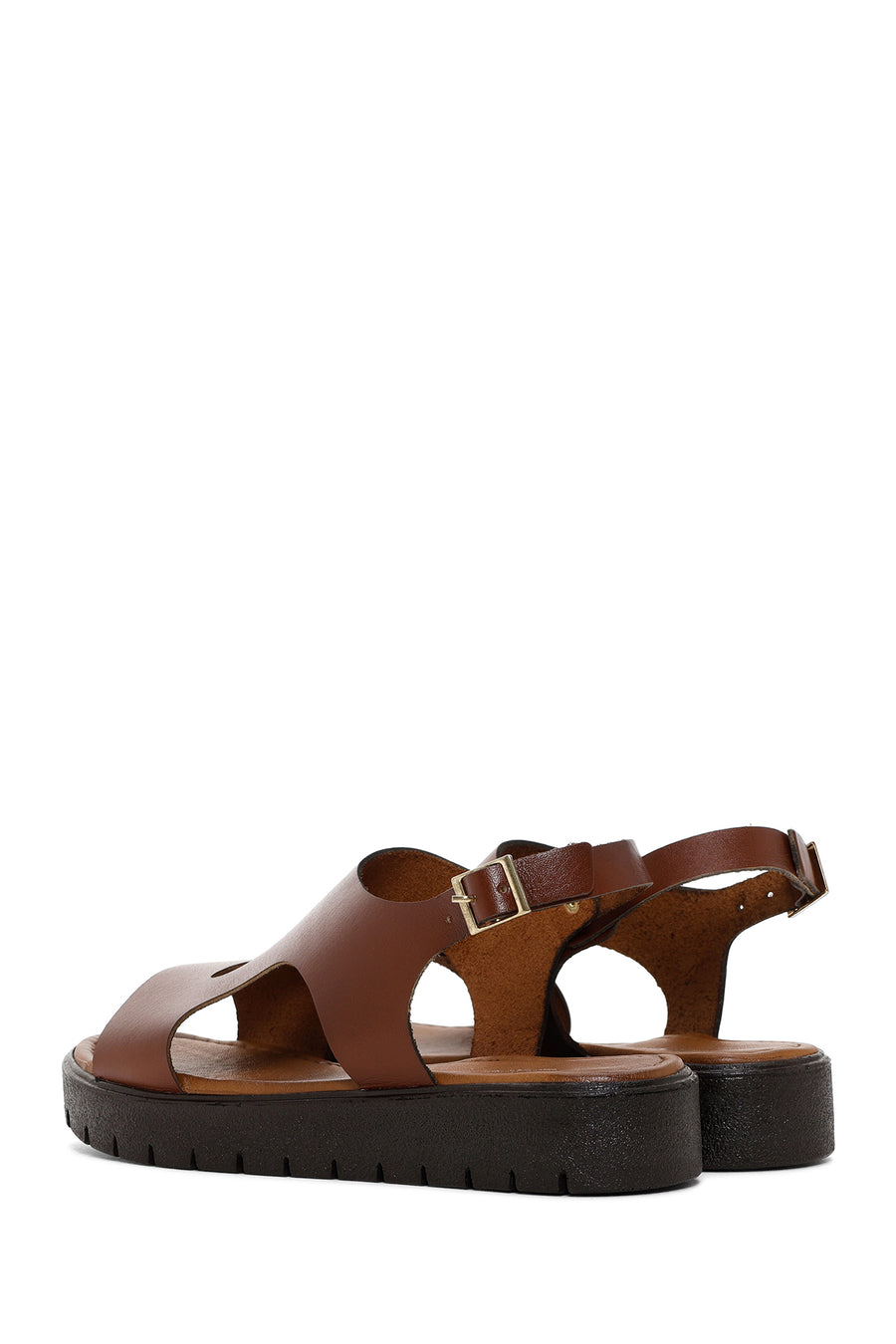 Women's Brown Ankle Strap Leather Sandals