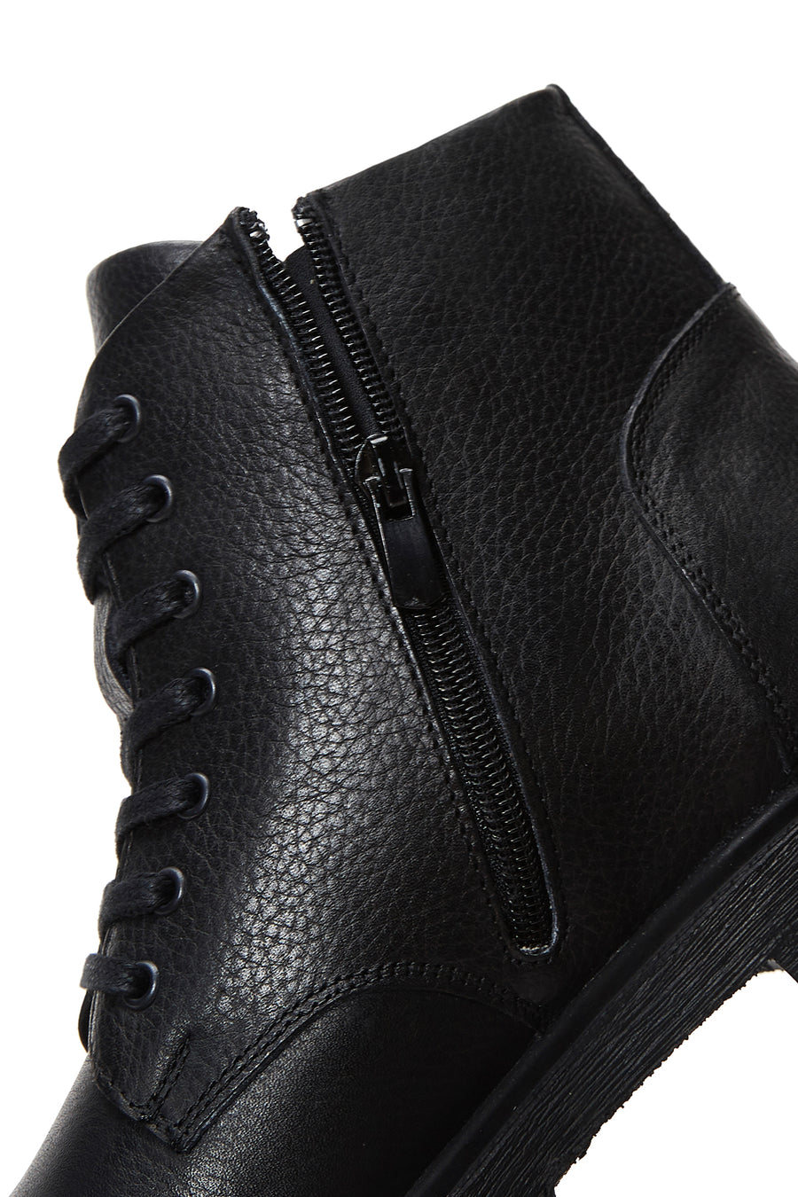 Men's Black Leather Zippered Casual Boots