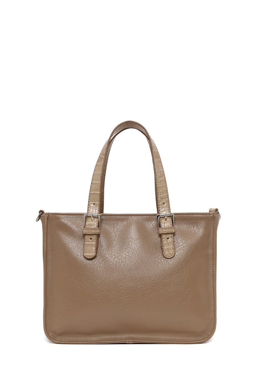 Woman Dark Beige Long-Strap Shoulder Bag