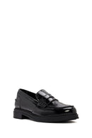 Women's Black Patent Leather Masculine Loafer | Derimod