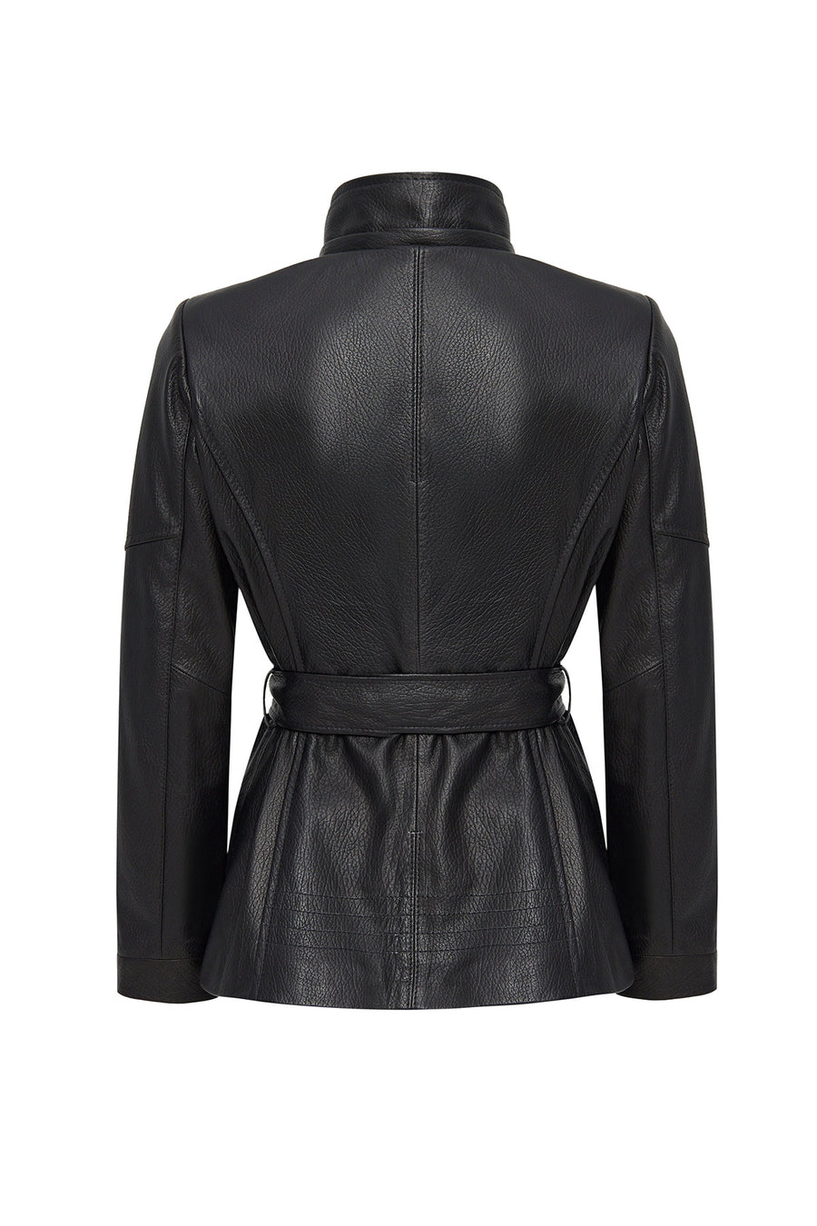 Rebecca Women's Black Fur Collar Leather Coat