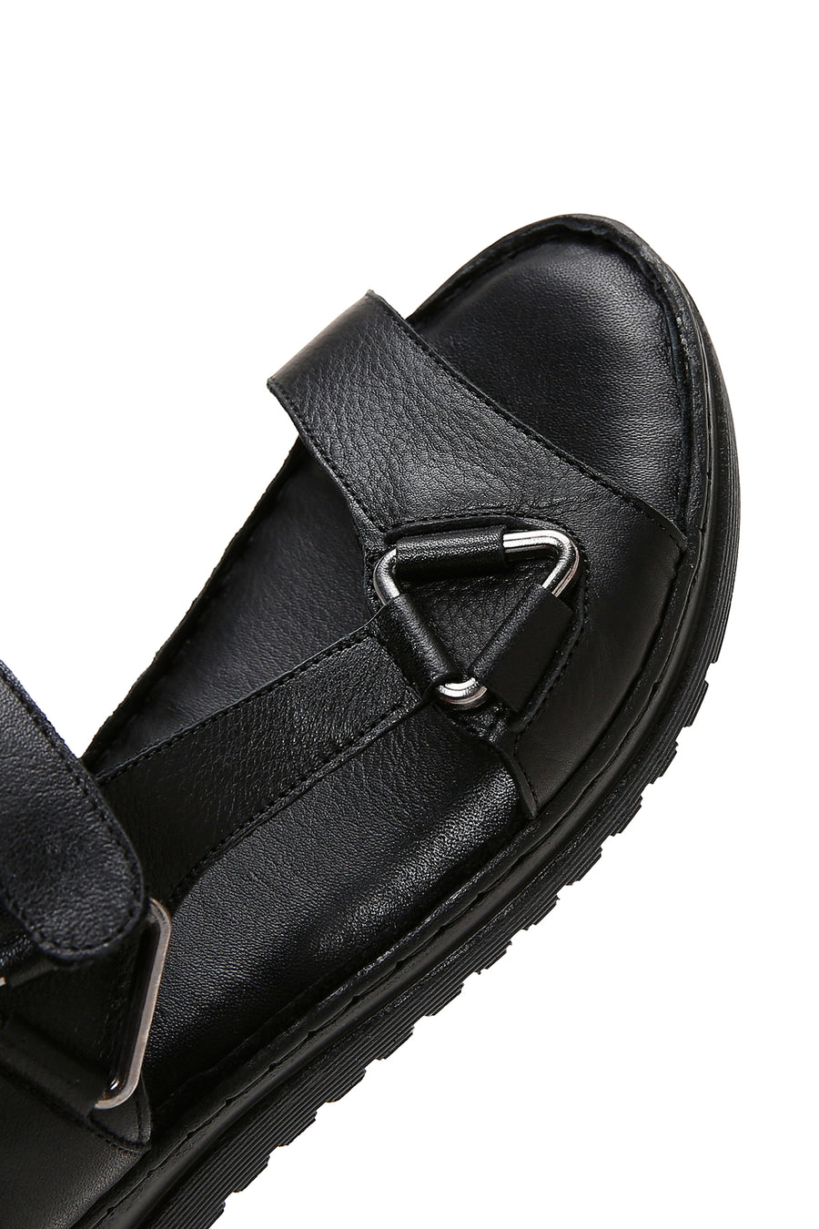Women's Black Ankle Strap Leather Comfort Sandals