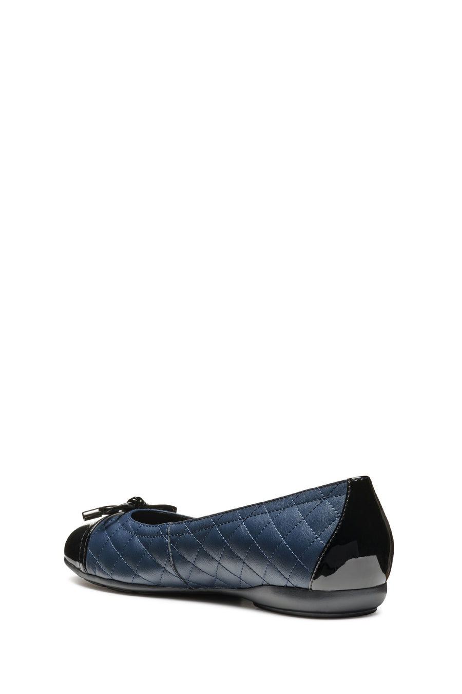 Geox Women's Navy Blue Annytah Quilted Patterned Leather Ballerinas