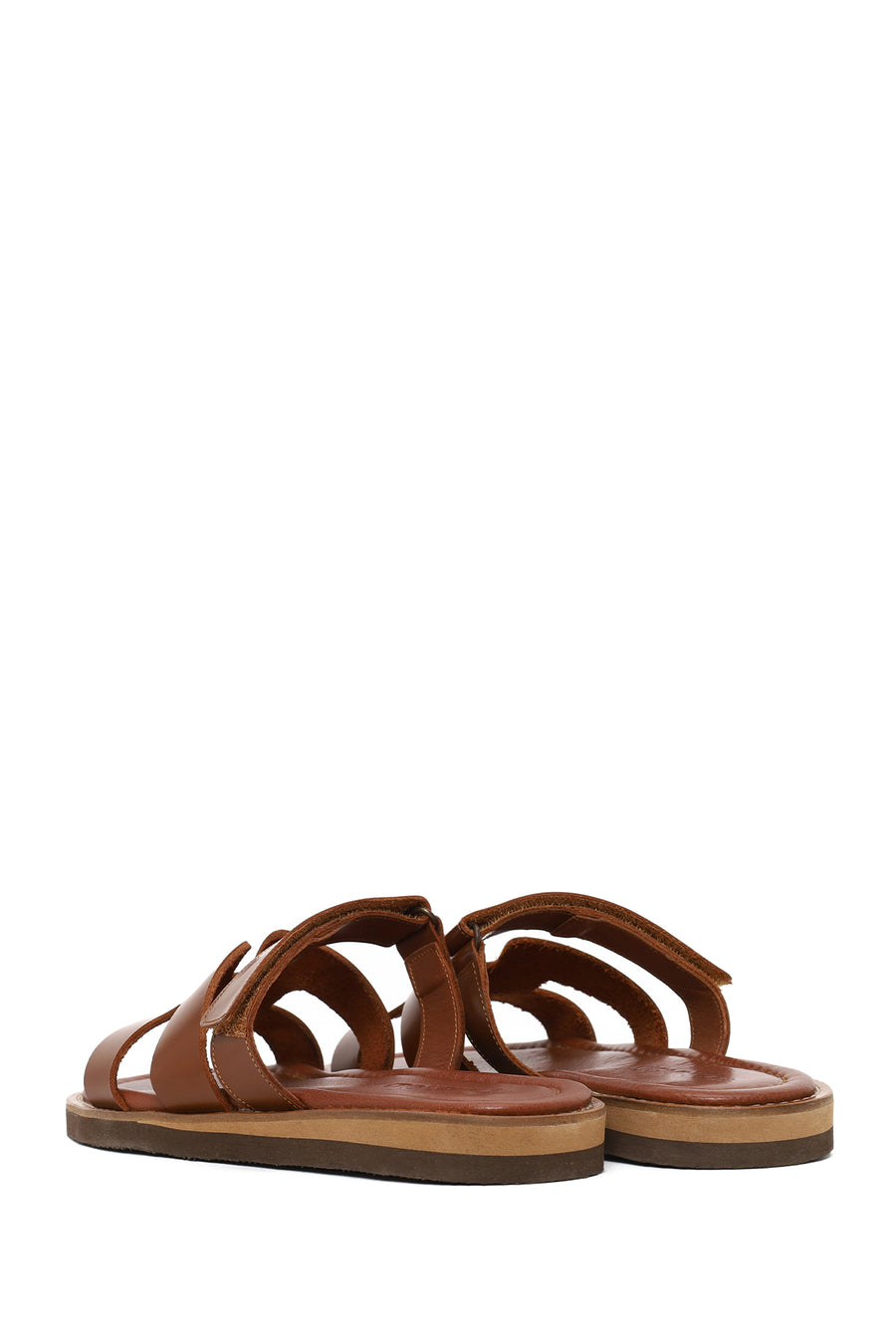 Woman Brown Strapped Leather Slipper