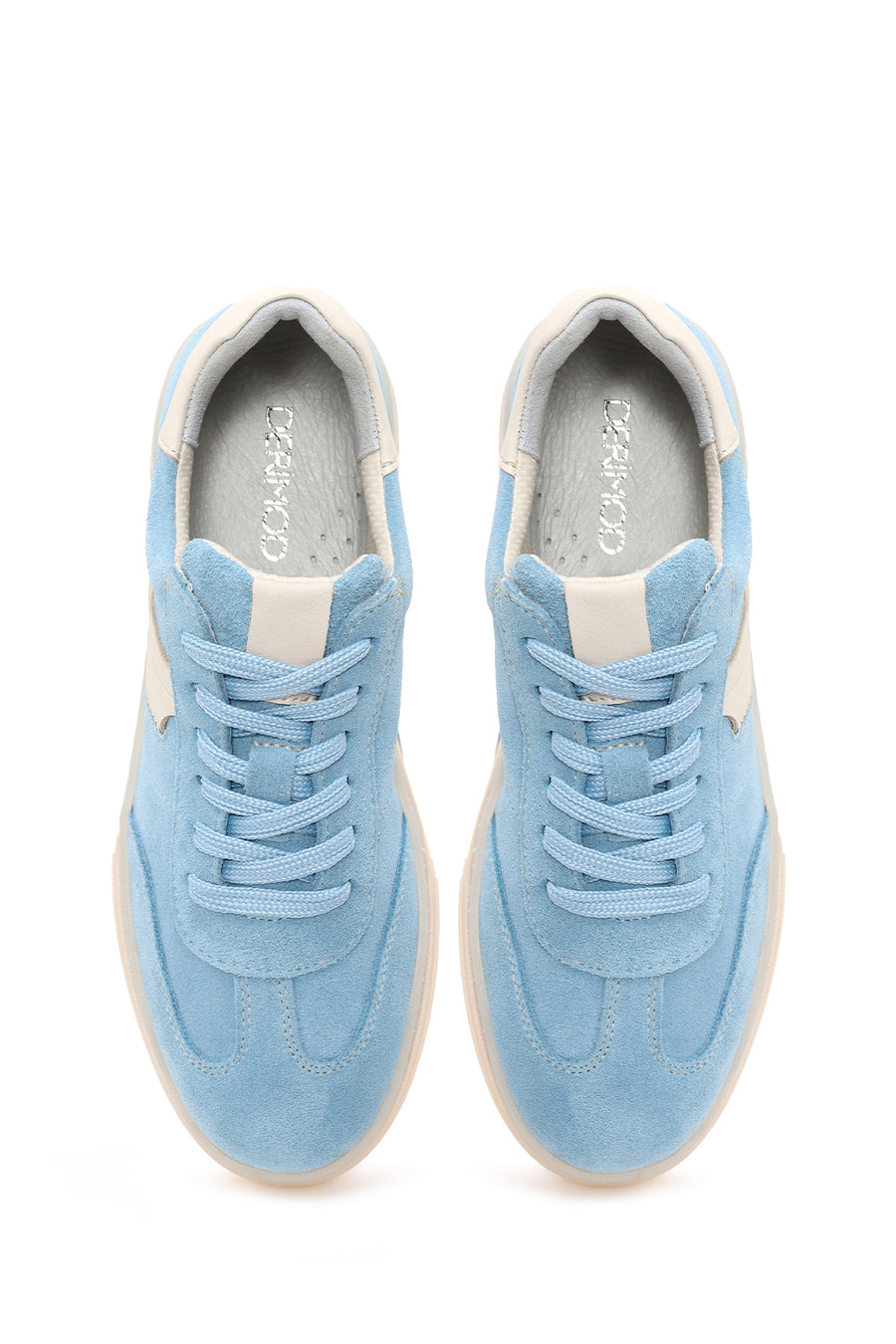 Woman Blue Lace-Up Suede Leather Sneakers