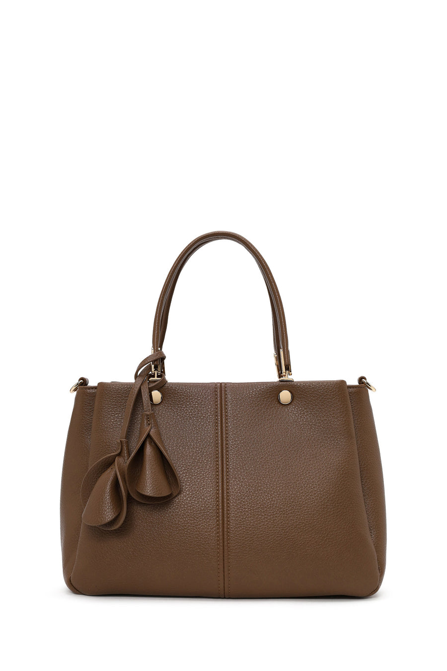 Woman Brown Long-Strap Charmed Shoulder Bag