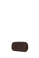 Woman Bronze Sequin Mini Box Evening Bag with Chain Strap | Derimod