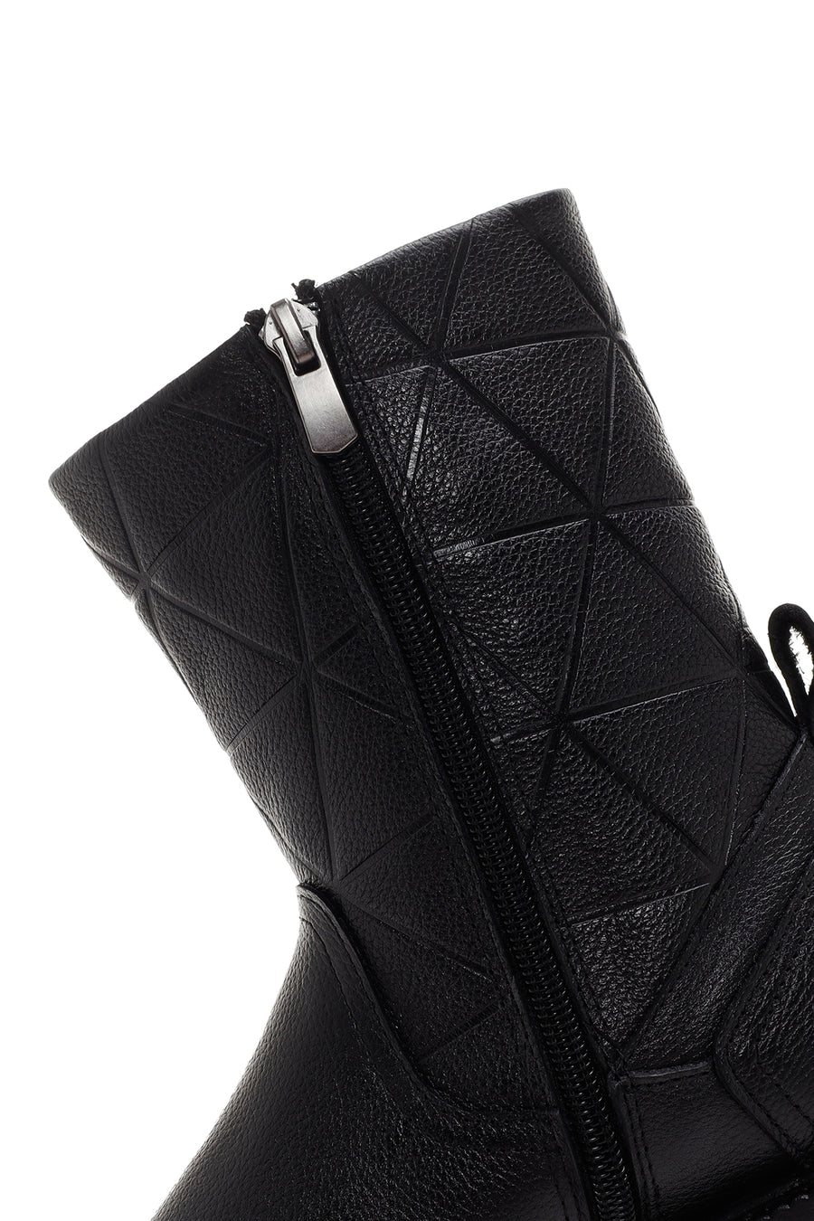 Women's Black Zippered Thick-Sole Leather Boots