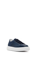 Men's Navy Blue Lace-up Thick-Sole Leather Sneaker | Derimod