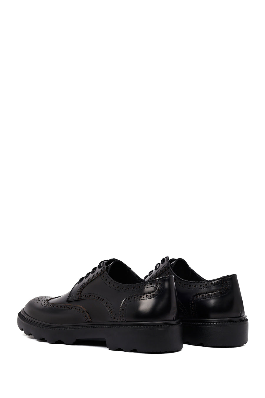 Men's Black Thick-Soled Leather Casual Shoes