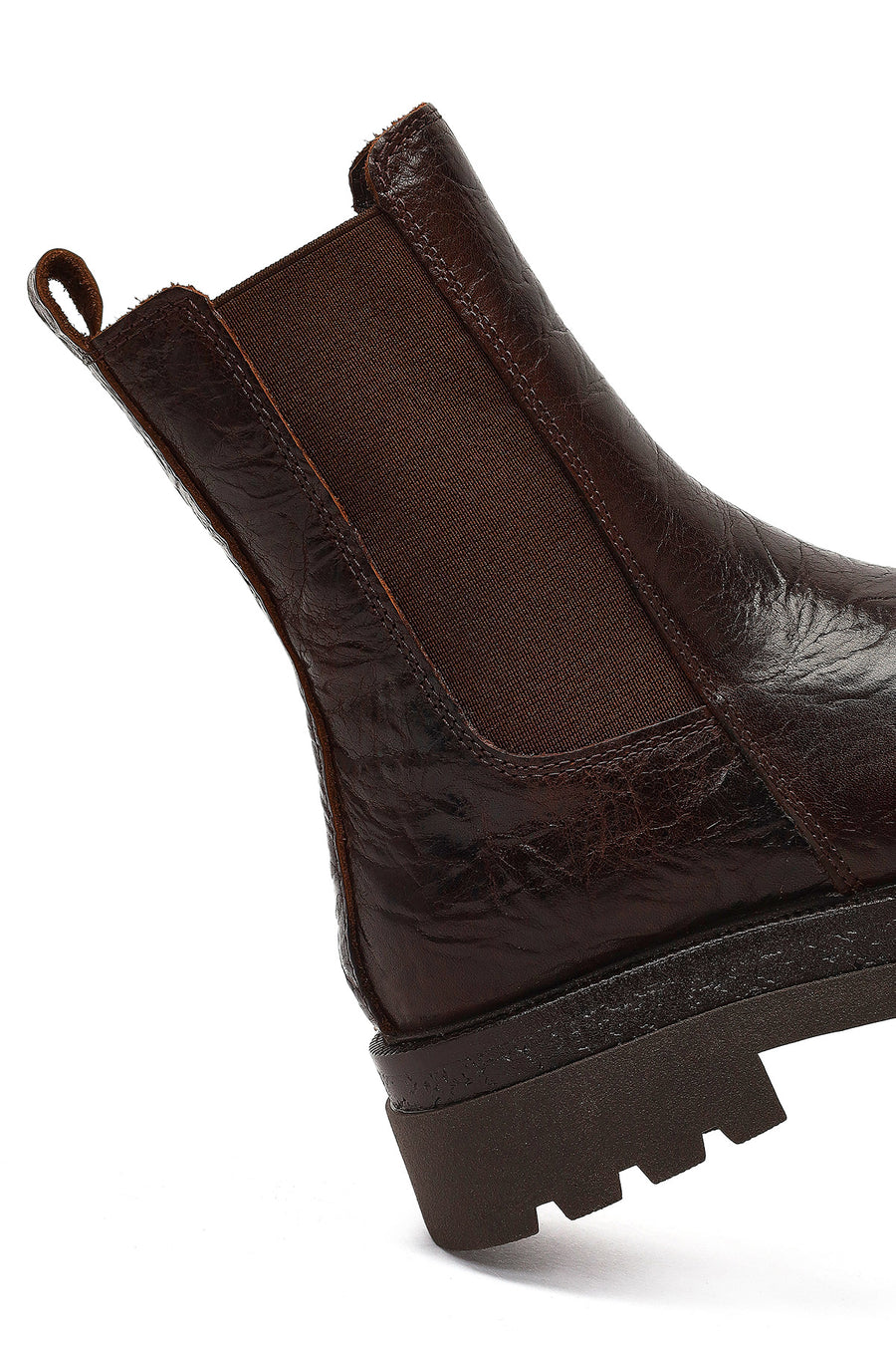 Woman Brown Thick-Soled Leather Chelsea Boots