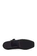 Women's Black Stone Leather Ballerinas | Derimod