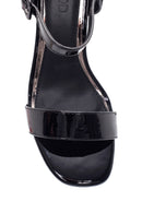 Women's Black Patent Leather Heeled Sandals | Derimod