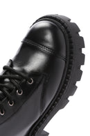 Women's Black Zippered Leather Boots | Derimod