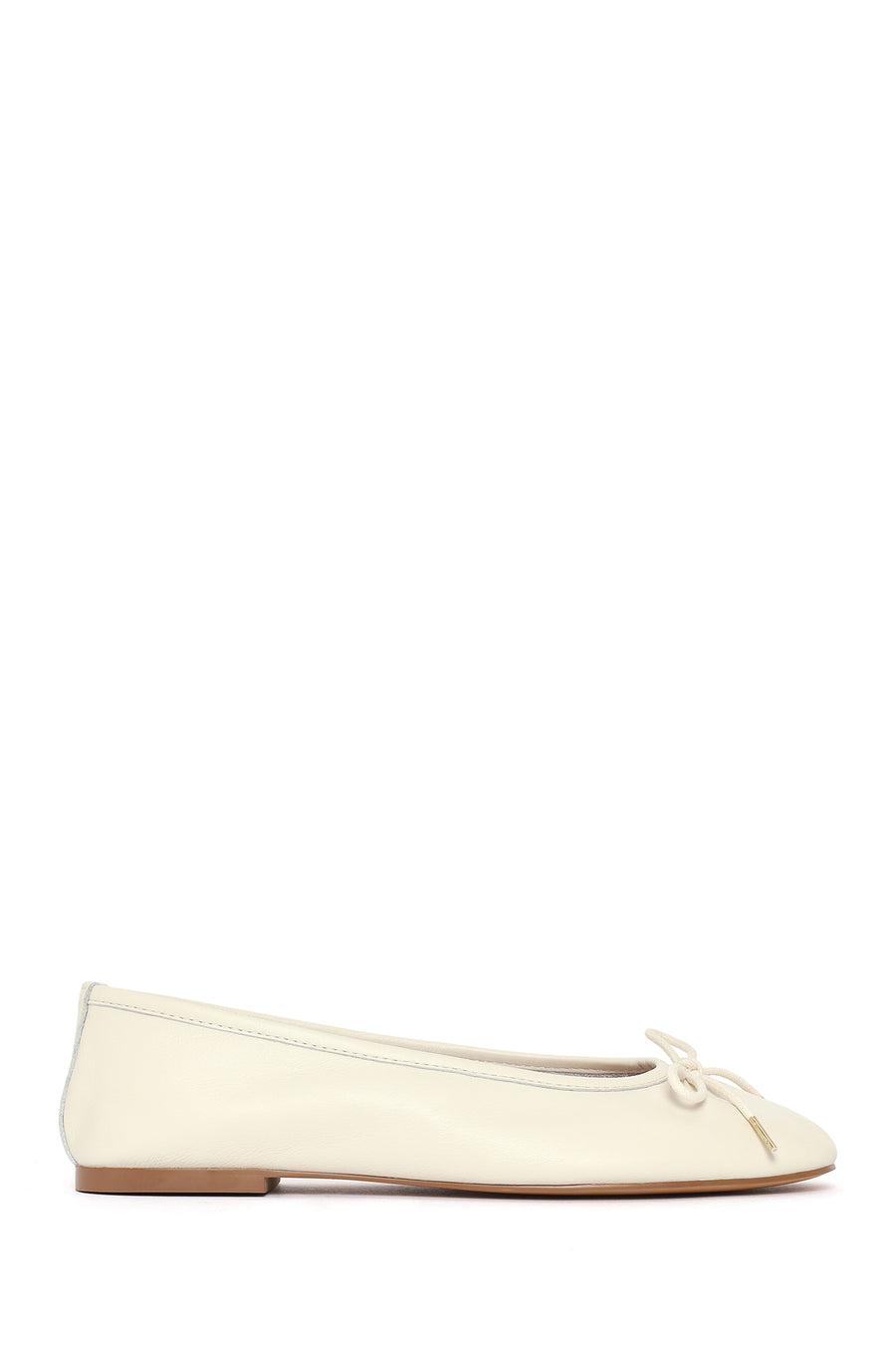Woman White Leather Ballerine Shoes 26PFD552118 | Derimod