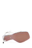 Women's White Ankle Strap Leather Thin High Heel Sandals | Derimod