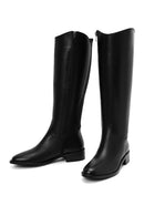 Women's Black Zippered Leather Boots | Derimod