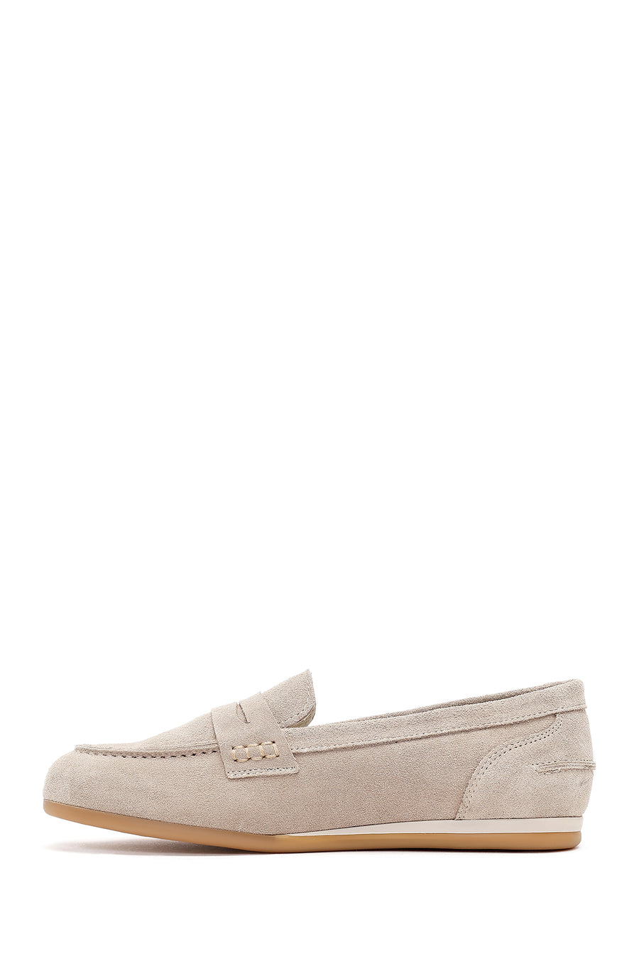 Women's Beige Suede Leather Loafer