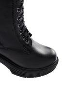 Women's Black Zipper Heeled Leather Boots | Derimod