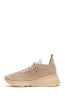 Women's Beige Thick Soled Fabric Sneaker | Derimod