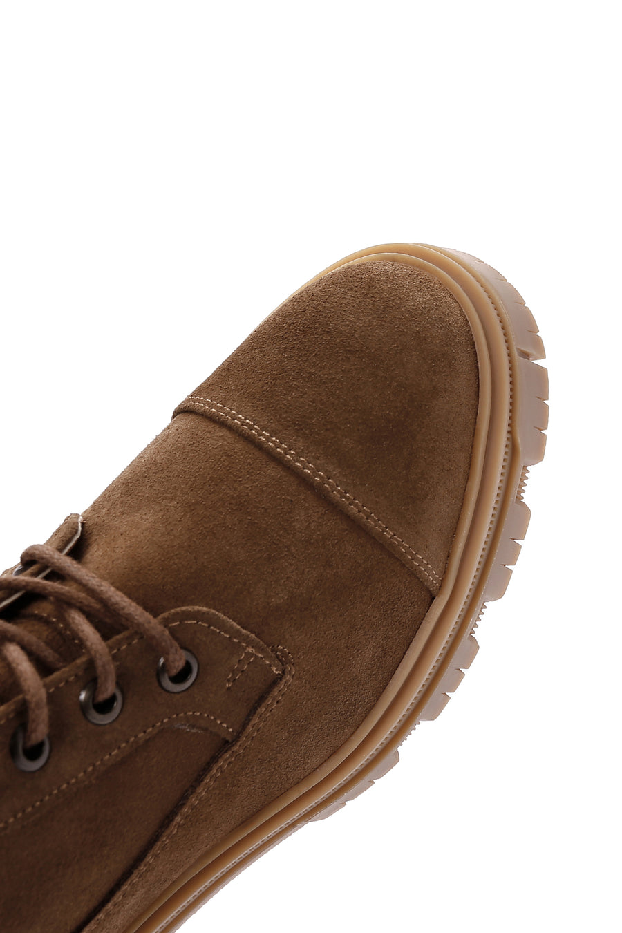 Women's Tan Thick Soled Zippered Suede Leather Boots