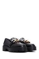 Women's Black Thick Soled Masculine Loafer | Derimod