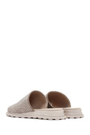 Women's Beige Stone Leather Slippers | Derimod