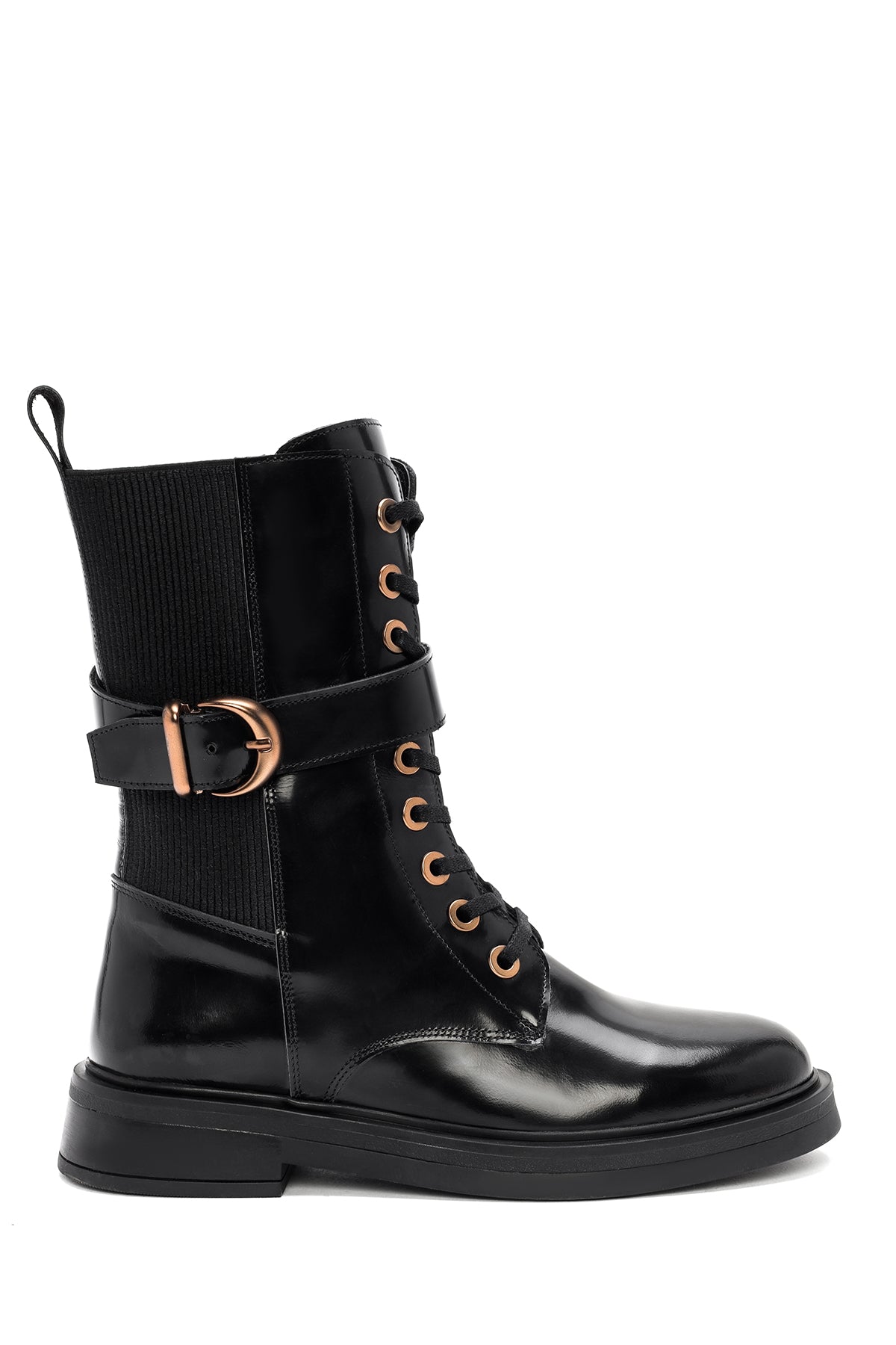 Women's Black Zippered Leather Boots 24WFD202022 | Derimod