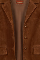 Melanie Woman Whisky Nubuck Leather Blazer Jacket | Derimod