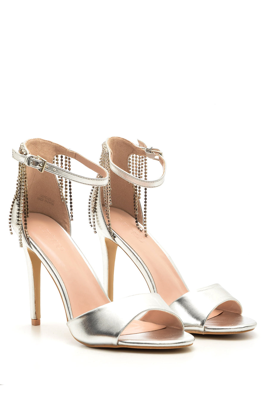 Women's Silver Stone Heeled Shoes