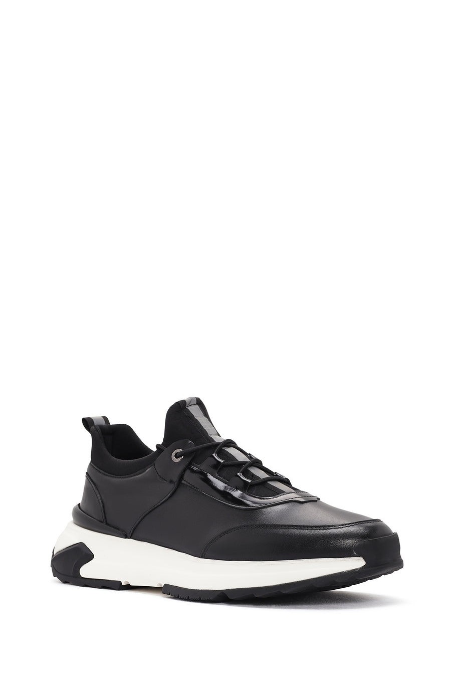Men's Black Lace-up Leather Sneaker