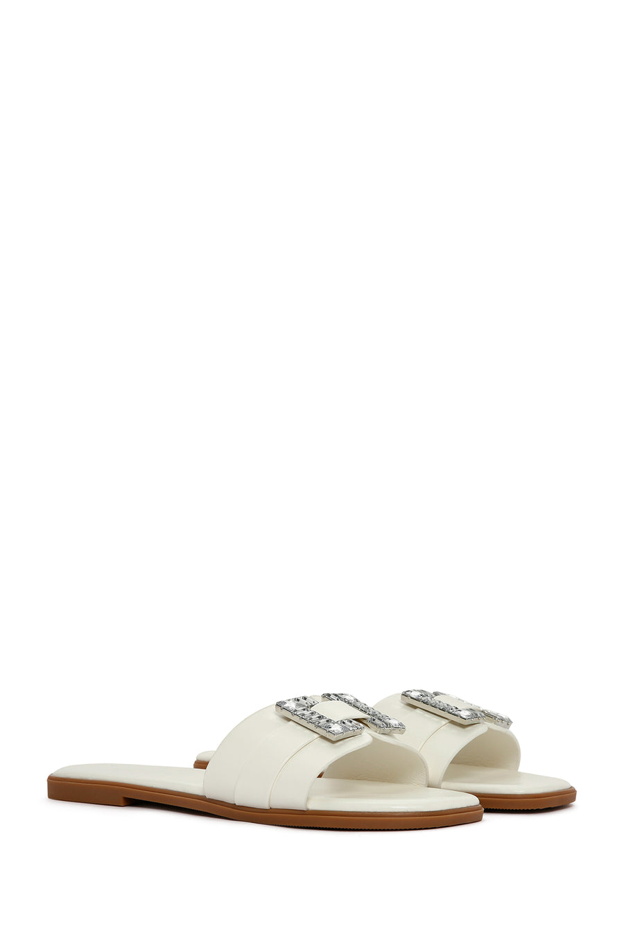 Women's White Stone Slippers