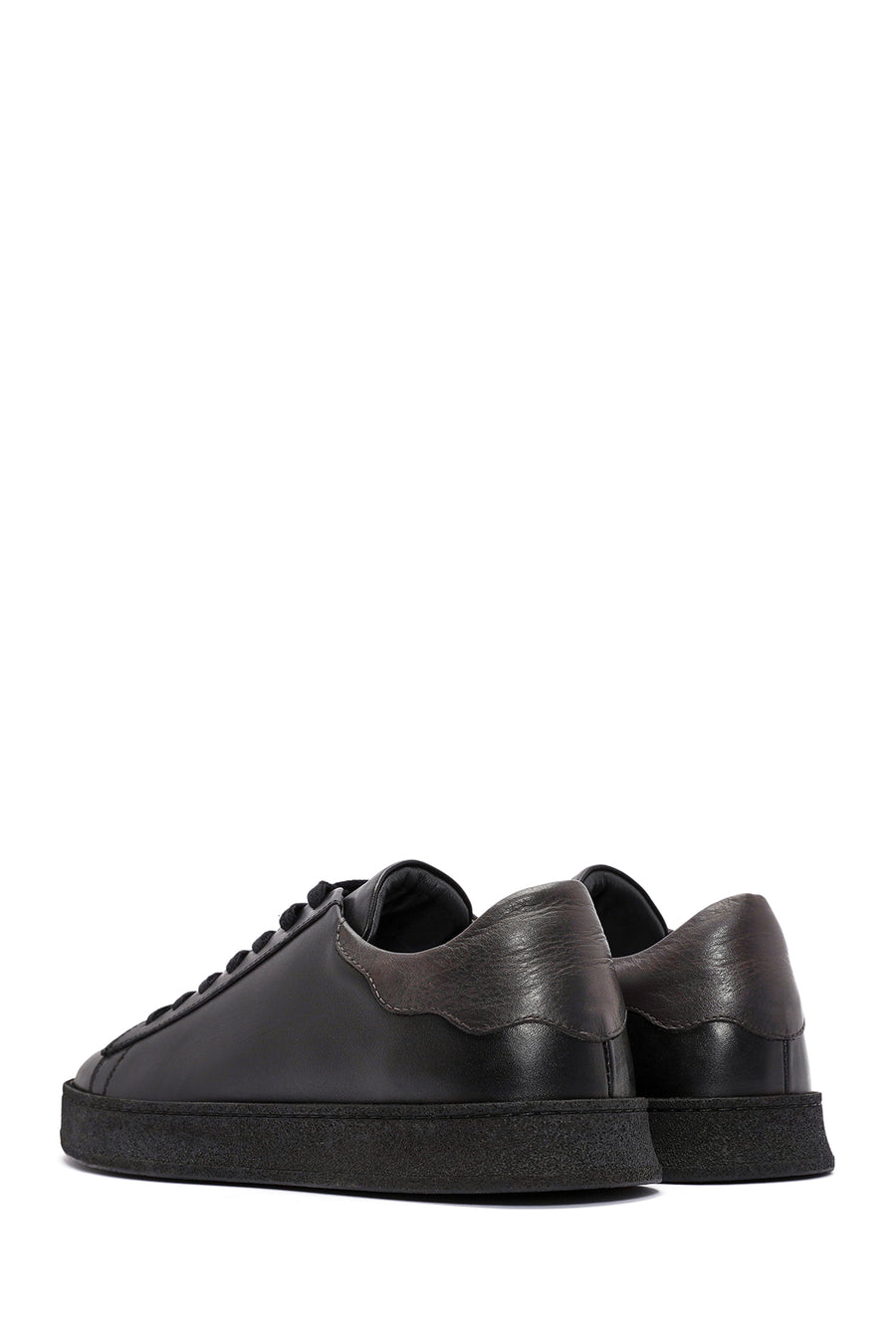 Men's Black Lace-up Leather Sneaker