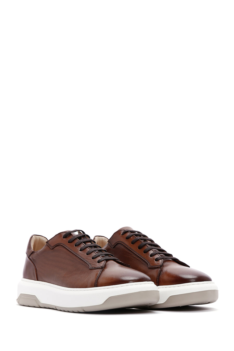 Men's Tan Leather Thick Soled Sneaker