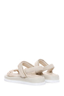 Women's Beige Ankle Strap Leather Comfort Sandals | Derimod