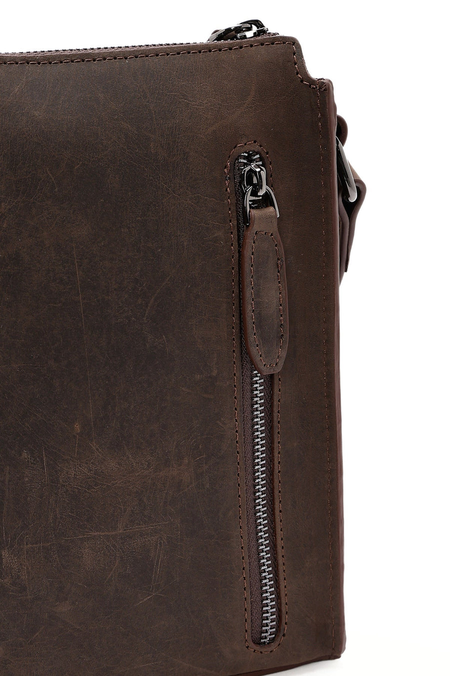 Men's Brown Leather Messenger Bag