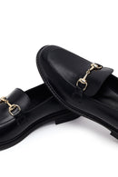 Kadın Siyah Tokalı Rugan Deri Loafer | Derimod